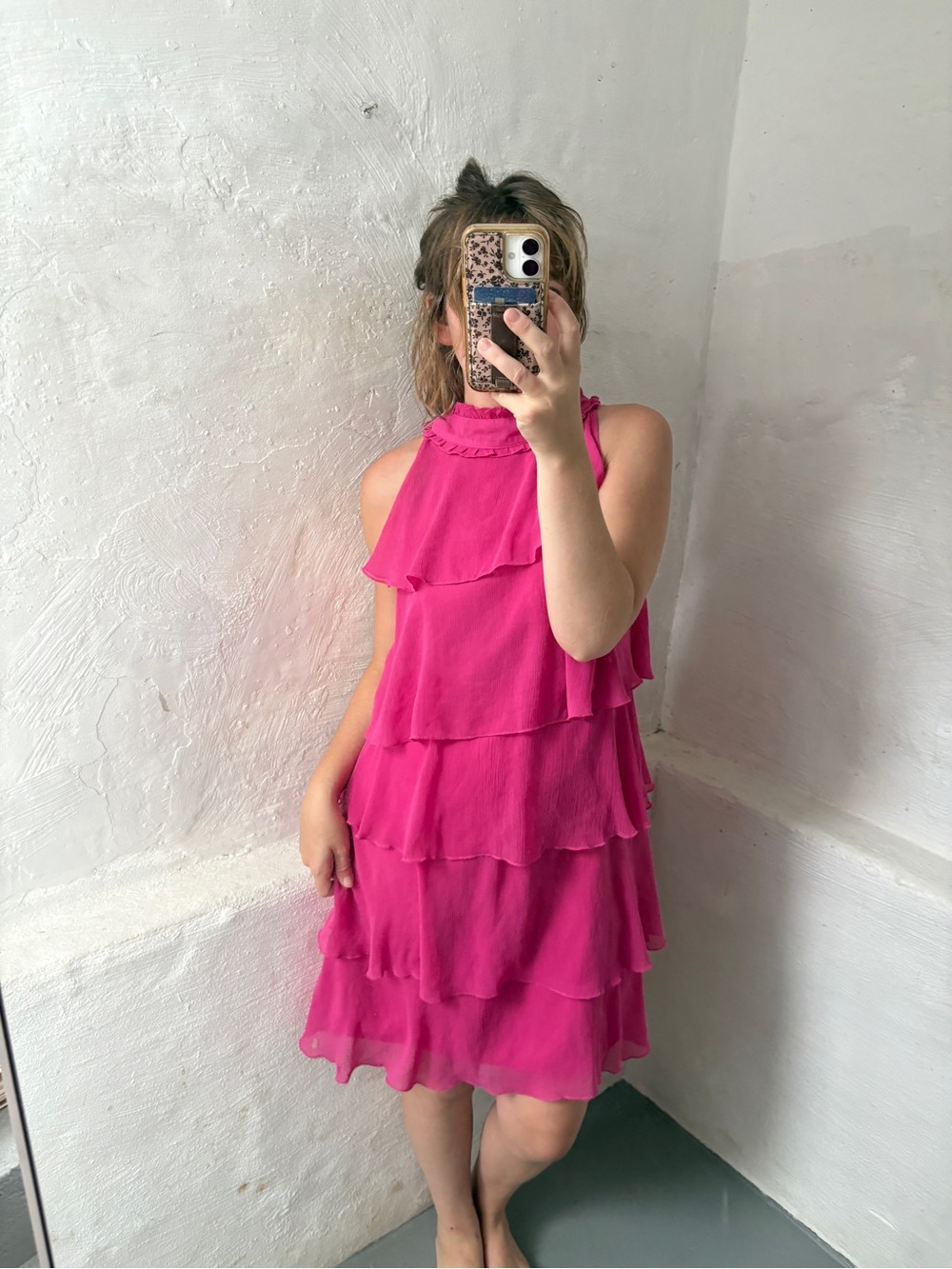 Fuscia pink woman’s ruffled essentials dress - Picture 9 of 10